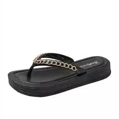 TAFN Beach Chain Flip Flops Black