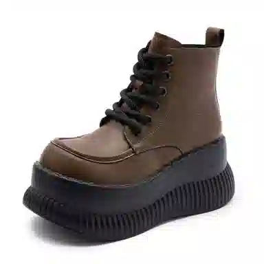 优质皮面厚底休闲百搭松糕鞋 短靴 女款