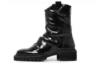 STOOSHE Pleated Series Back Zipper Martin Boots Black