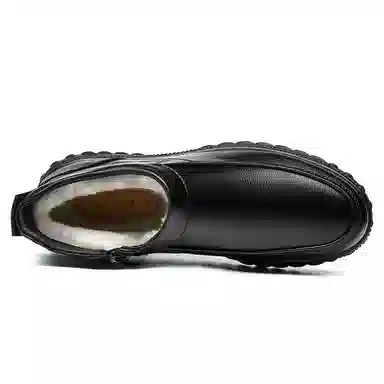 正泰 牛剖层革 时尚舒适 短靴 男款 黑色