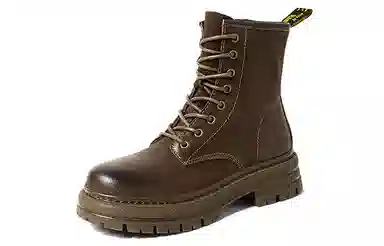 Q.VONTON Vintage 8-Eyelet Biker Boots Dark Brown