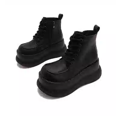 优质皮面厚底休闲百搭松糕鞋 短靴 女款