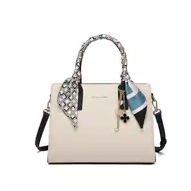 稻草人 精致百搭丝巾时尚潮流 合成革 单肩斜挎手提包 常规 女款 米白/杏色