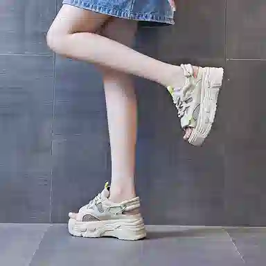 艾格鸟 织物 厚底增高潮流百搭 沙滩凉鞋 女款