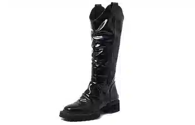 STOOSHE Pleated High Zip Boots Black