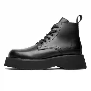 驰狼 大头厚底 短筒 马丁靴 男款 黑色