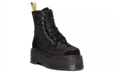 Dr.Martens Suede Round Toe Lace-Up Boots Black