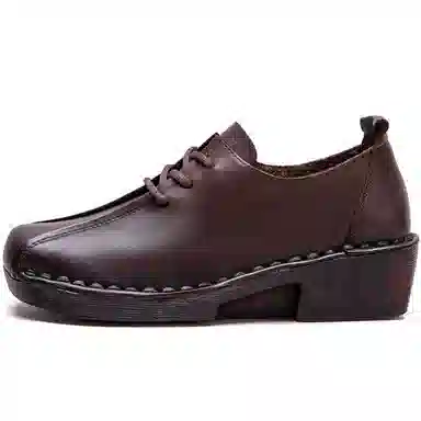 Jiezhou Vintage Leather Casual Shoes 4CM Women