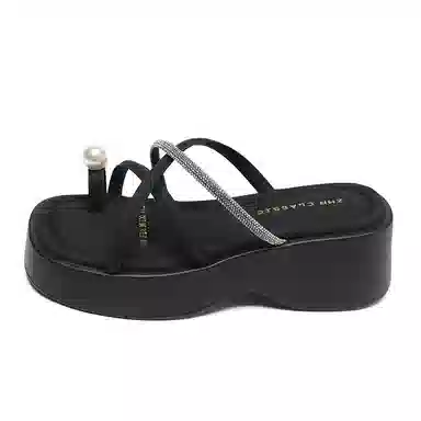 ZHR Pearl Rhinestone Cross Strap Sandals