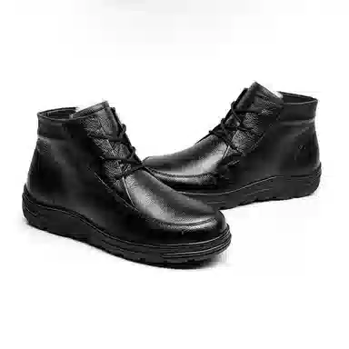 果洛菲 牛皮 防水加绒加厚保暖 短靴 女款 黑色