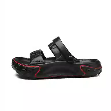 英伦骑士 舒适百搭 踩屎感 潮流时尚 个性一字拖鞋 男女同款 黑色