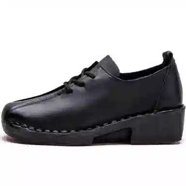 Jiezhou Vintage Leather Casual Shoes 4CM Women