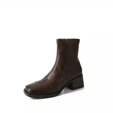 PVAJ Square Toe Elastic Block Heel Boots