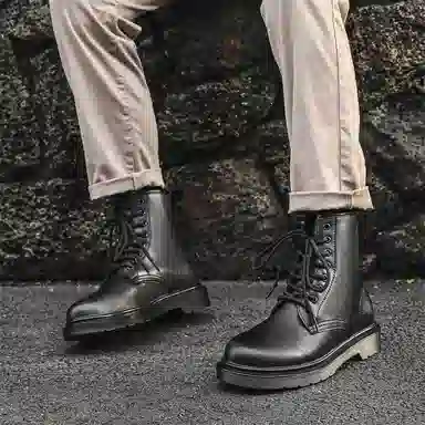 驰狼 二层牛皮 百搭舒适潮流 马丁靴 男款 黑色