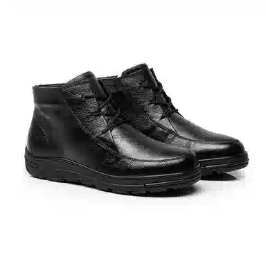 果洛菲 牛皮 防水加绒加厚保暖 短靴 女款 黑色