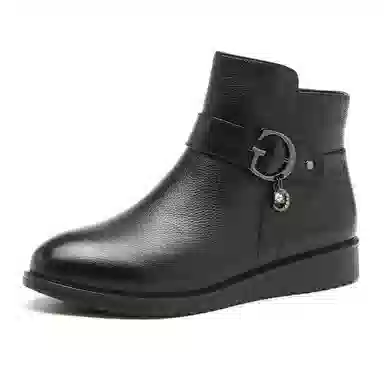 AOKANG Black Ankle Boots