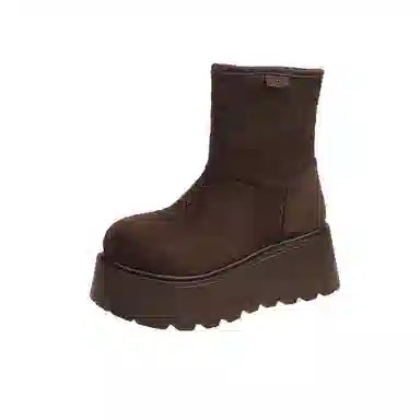 依米奴 绒面 高颜值  加绒舒适 降温保暖 小个子增高 显瘦 两穿 时尚潮流 低调百搭 日常通勤 轻便柔软 一脚蹬 雪地靴 女