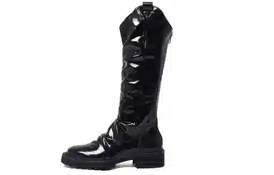 STOOSHE Pleated High Zip Boots Black