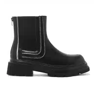 罗蒙 超纤皮 英伦风百搭舒适简约厚底增高 切尔西靴 男款 黑色