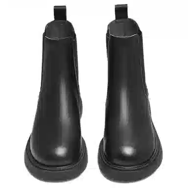 他她 牛皮革 粗跟通勤气质休闲烟筒 短筒 切尔西靴 女款