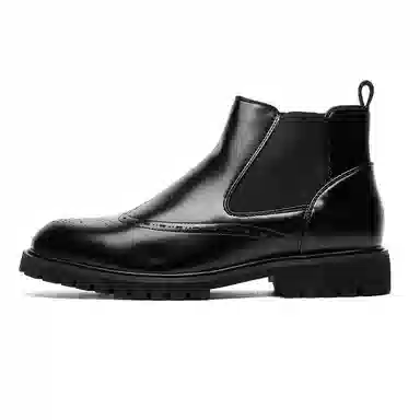 威世米邦 超纤皮 布洛克雕花英伦复古商务 短筒 切尔西靴 男款 黑色