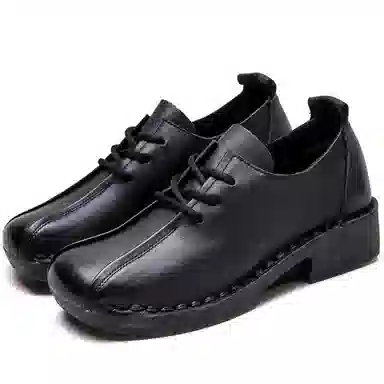 Jiezhou Vintage Leather Casual Shoes 4CM Women