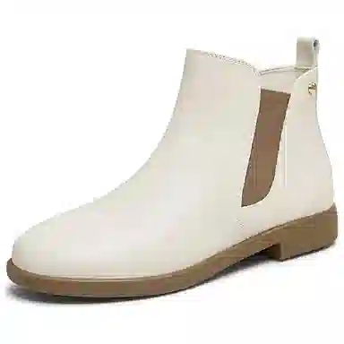 他她 休闲时尚潮流简约气质 切尔西靴 女款 米白