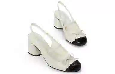 CHARLES&KEITH Chunky Heel Pumps Cream Black