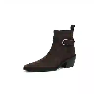 hankermeet Suede Block Heel Ankle Boots 5.5CM