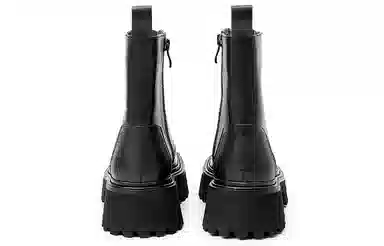 STOOSHE Side Zip Square Toe Platform Martin Boots Black