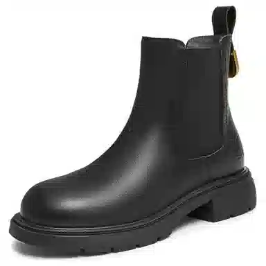 他她 牛皮革 粗跟通勤气质休闲烟筒 短筒 切尔西靴 女款