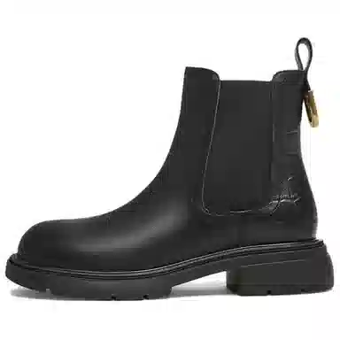 他她 牛皮革 粗跟通勤气质休闲烟筒 短筒 切尔西靴 女款