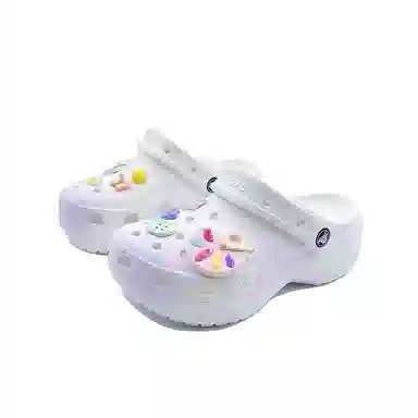 Crocs Classic Platform Lined Clog White Purple