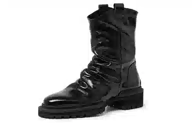 STOOSHE Pleated Series Back Zipper Martin Boots Black