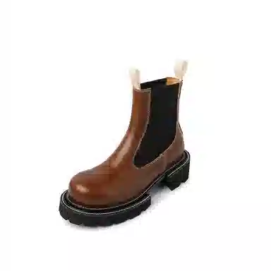 苏颜娇 头层牛皮 简约经典百搭舒适 小众个性 短筒 切尔西靴 女