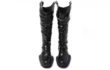 STOOSHE Pleated High Zip Boots Black