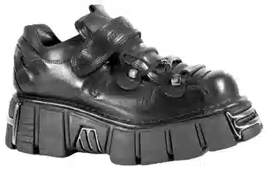 New Rock Vintage Metal Platform Shoes Black