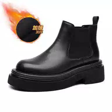 超纤皮 潮流舒适时尚百搭透气休闲 短筒 切尔西靴 男款 经典黑色