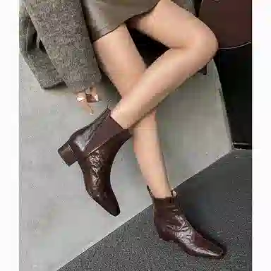 羊皮 法式简约时尚潮流气质 短靴 女款