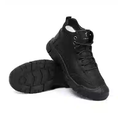 才子 合成革 舒适通勤百搭 短靴 男款 黑色