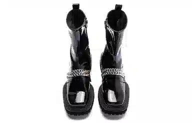 STOOSHE Future Series Square Toe Side Zipper Martin Boots Black