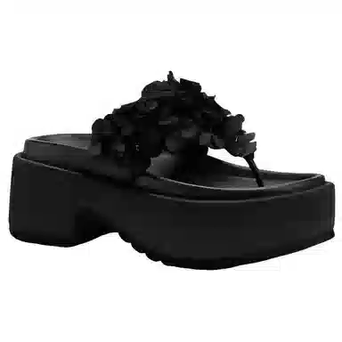 TATAYA Rubber Sole Flip Flops Black