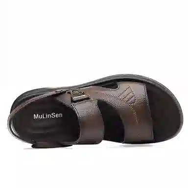 木林森 头层牛皮 舒适时尚 潮流休闲 沙滩凉鞋 男款