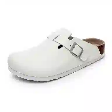 果洛菲 软木拖休闲舒适百搭平底懒人拖半拖情侣光面博肯鞋包头拖鞋 男女同款