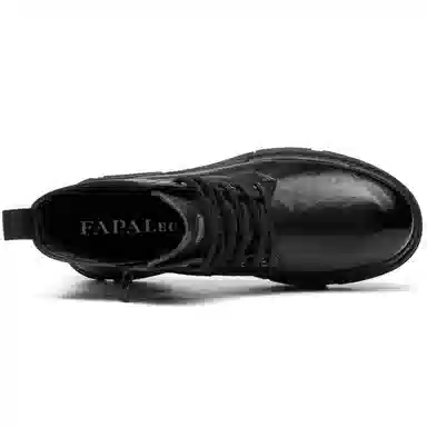 法派 头层牛皮 加绒保暖休闲 中筒 户外靴 男款 黑色