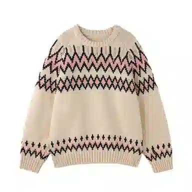 BJHG Reckless Loose Yarn Fair Isle Raglan Sleeve Sweater