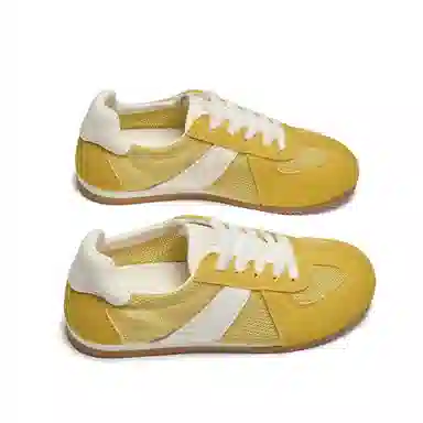 La Chapelle Mesh Leather Sneakers Yellow