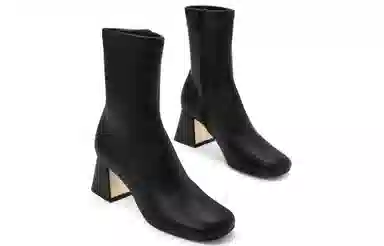 CHARLES&KEITH PU Square Toe Ankle Boots