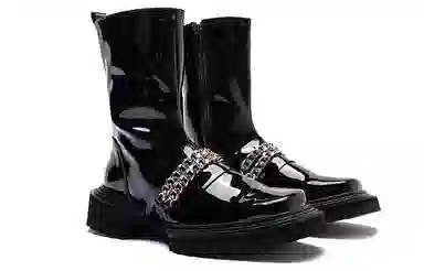 STOOSHE Future Series Square Toe Side Zipper Martin Boots Black