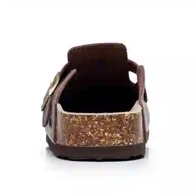 果洛菲 软木拖休闲舒适百搭平底懒人拖半拖情侣光面博肯鞋包头拖鞋 男女同款